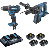Ensemble de 2 machines  perfo-burineur 2x18V et  perceuse visseuse 18V MAKITA (DDF482 + DHR264) + Batterie