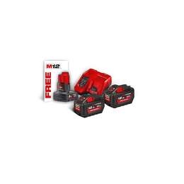 PACK ENERGIE M18 2 BATTERIES 5 A.H + CHARGEUR 18V + BAT 12V 2.0A.H