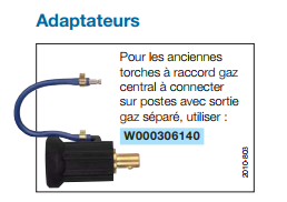 ADAPTATEUR TORCHE TIG SAF RACCORD CENTRAL